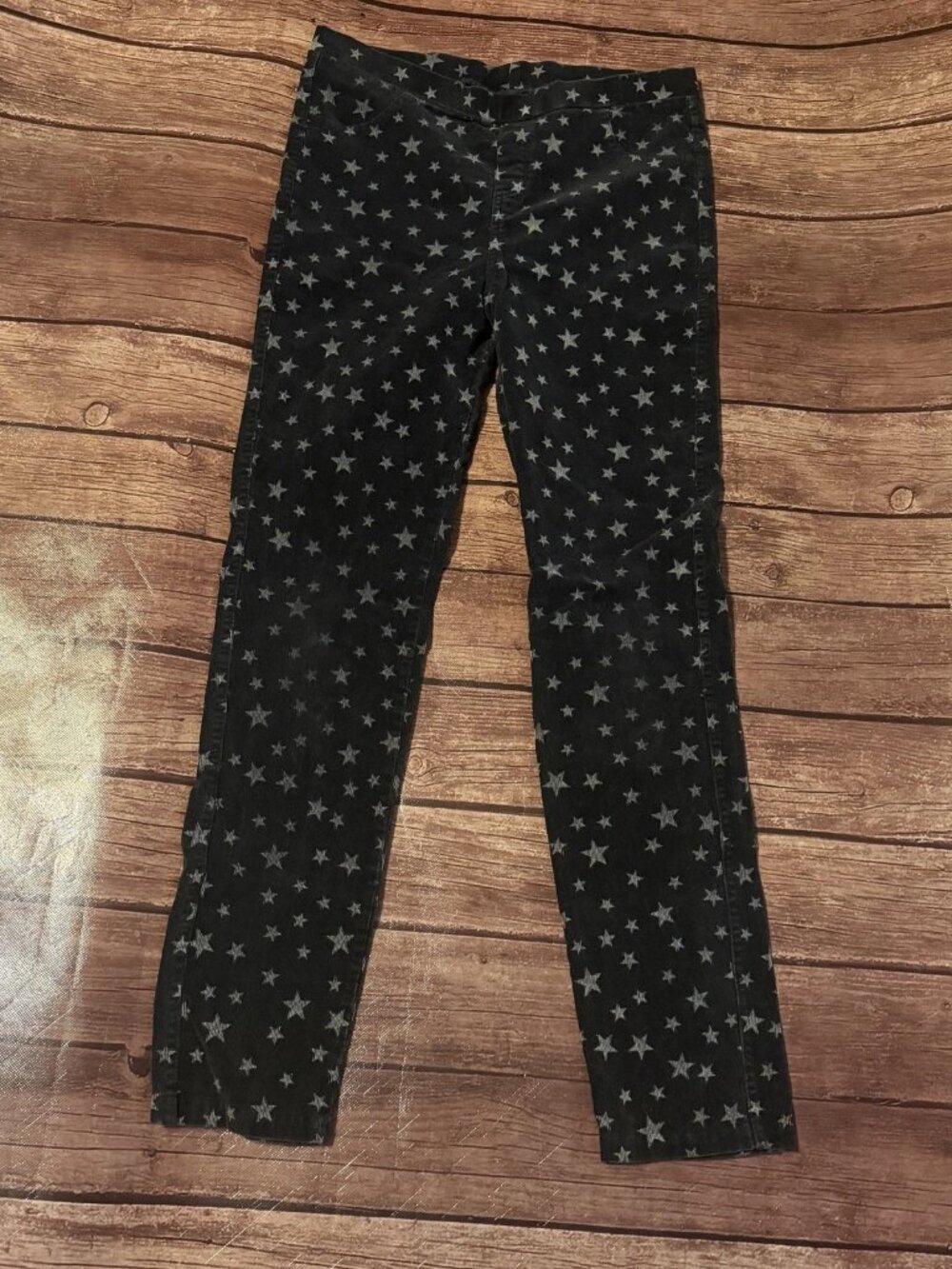 Girl’s Kidpik Black Corduroy Pants Silver Stars XL 14